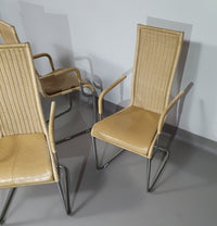 SET OF 4 'B25' WICKER DINING CHAIRS BY AXEL BRUCHHÄUSER FOR TECTA, GERMANY 1980S