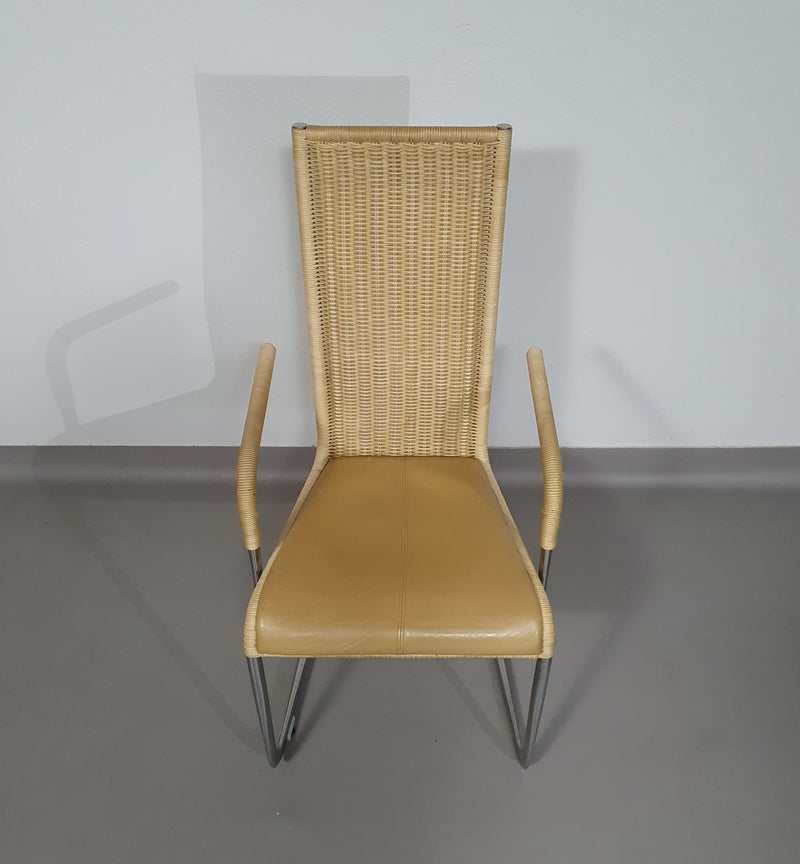 SET OF 4 'B25' WICKER DINING CHAIRS BY AXEL BRUCHHÄUSER FOR TECTA, GERMANY 1980S