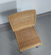 Stacking wicker, rattan chairs (4) model S.21 on a chromed steel structure. Designed by Tito Agnoli