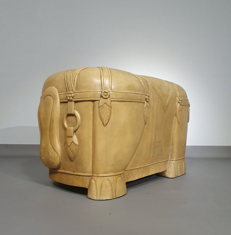 Decorative wood and resin elephant form table