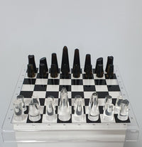 Acrylic transparant / lucite chessboard 1980s / chess game