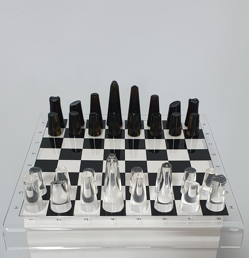 Acrylic transparant / lucite chessboard 1980s / chess game