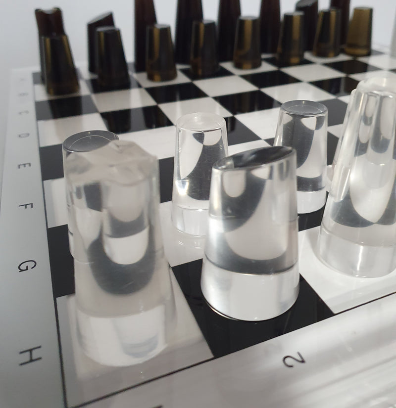 Acrylic transparant / lucite chessboard 1980s / chess game