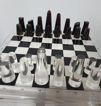 Acrylic transparant / lucite chessboard 1980s / chess game