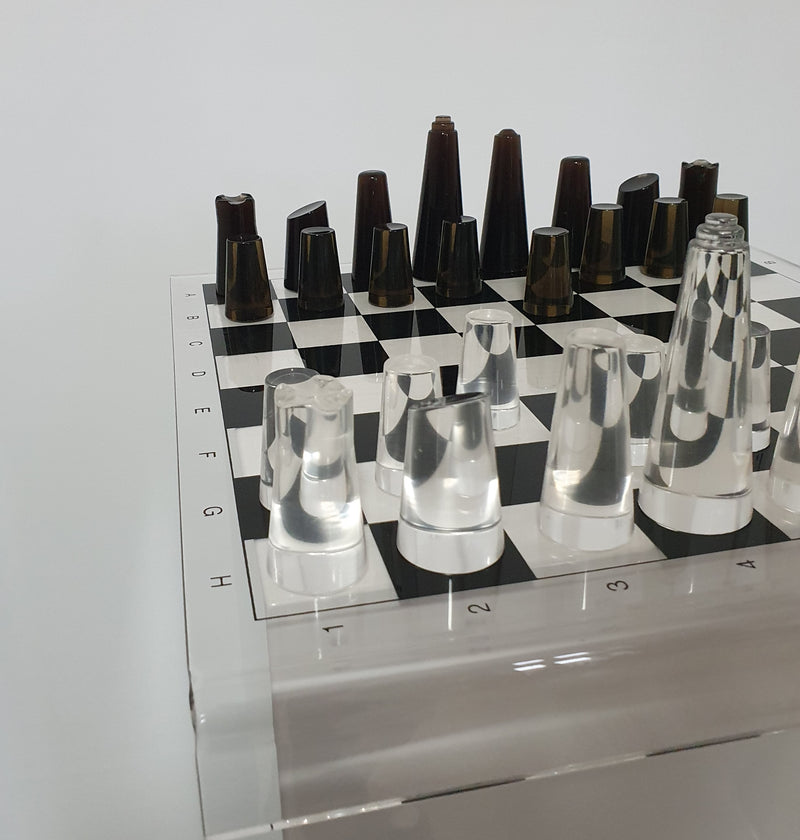 Acrylic transparant / lucite chessboard 1980s / chess game