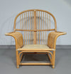 Oversized rattan / bamboo lounge chair with original cushions. 1970s