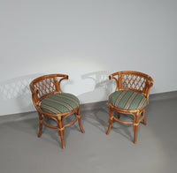 Rattan / bamboo Balcony side table / chairs set 1970s.