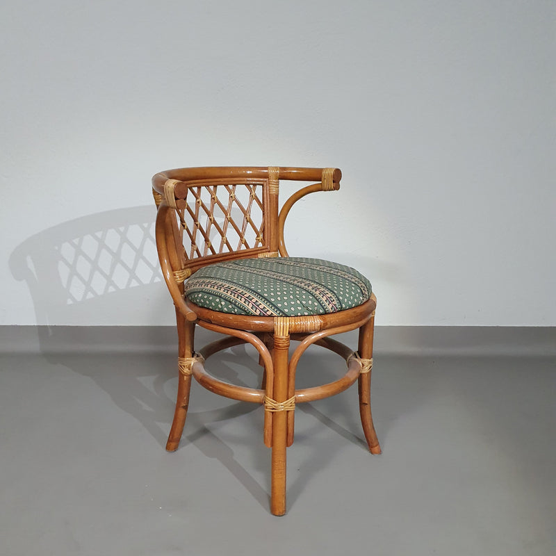 Rattan / bamboo Balcony side table / chairs set 1970s.