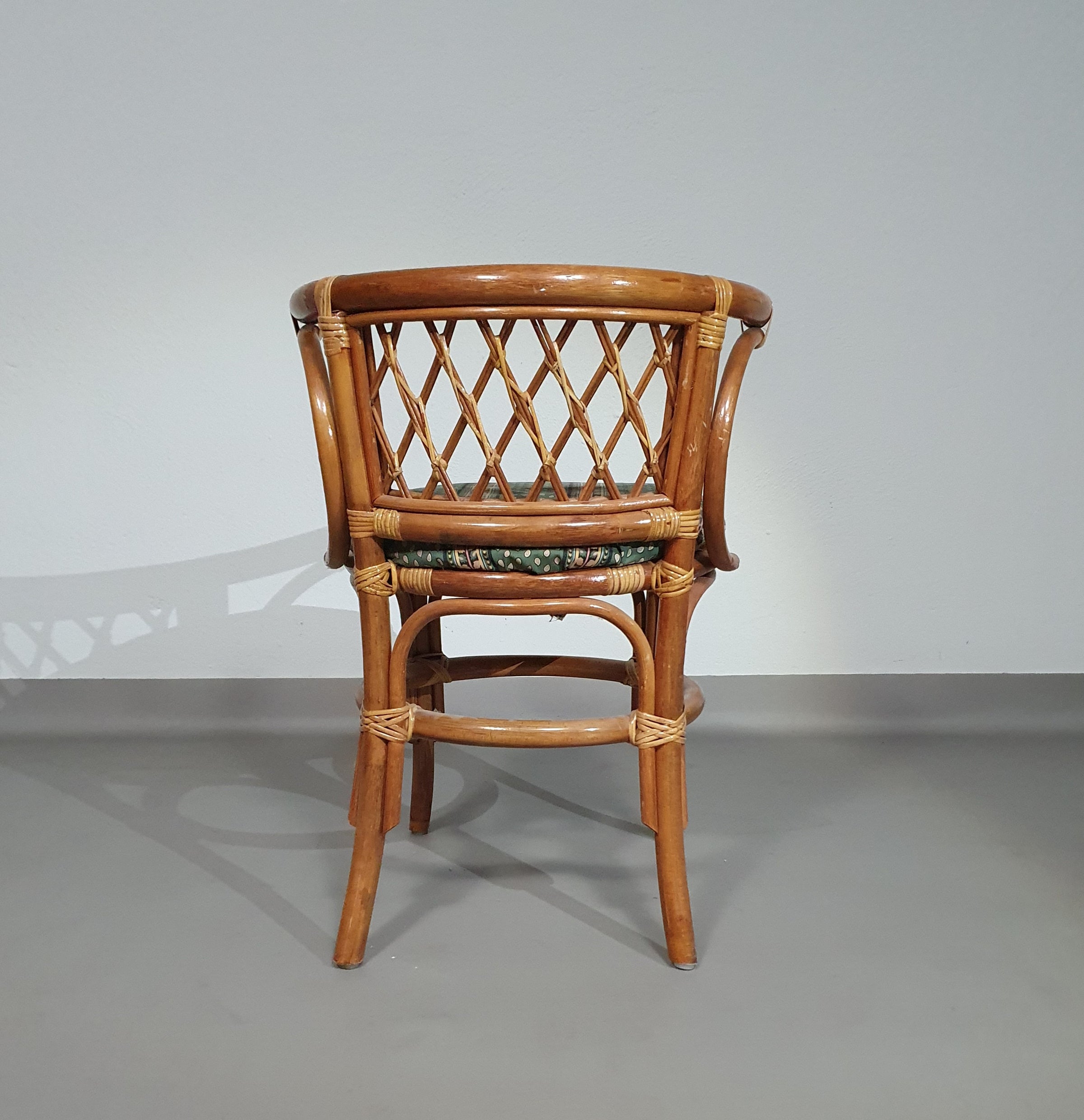 Rattan / bamboo Balcony side table / chairs set 1970s.