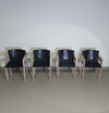 Arnold Merckx dining set in rare ahorn wood / black leather chairs 1980s.