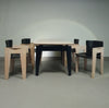 Arnold Merckx dining set in rare ahorn wood / black leather chairs 1980s.