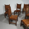 6 x Brutalist solid oak chairs mid century