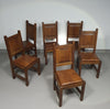 6 x Brutalist solid oak chairs mid century