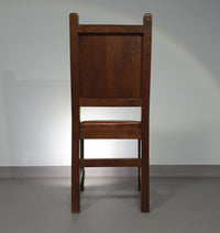 6 x Brutalist solid oak chairs mid century