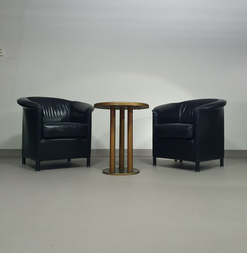 Aura chairs / black leather by Paolo Piva for Wittmann 1980