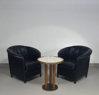 Aura chairs / black leather by Paolo Piva for Wittmann 1980