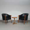 Armchairs in Walnut and Leather in / Italy 1980s, Set of 2