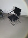 2 x 1986 Mark Singer EUROKA Leather/Chrome Campaign Folding Chair Glider MOMA Modern