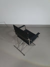 2 x 1986 Mark Singer EUROKA Leather/Chrome Campaign Folding Chair Glider MOMA Modern