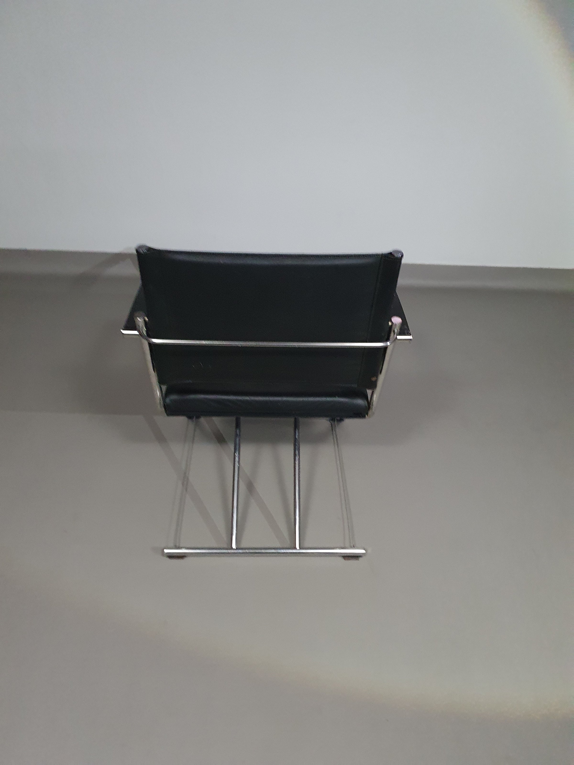 2 x 1986 Mark Singer EUROKA Leather/Chrome Campaign Folding Chair Glider MOMA Modern