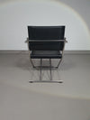 2 x 1986 Mark Singer EUROKA Leather/Chrome Campaign Folding Chair Glider MOMA Modern