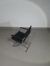 2 x 1986 Mark Singer EUROKA Leather/Chrome Campaign Folding Chair Glider MOMA Modern