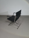 2 x 1986 Mark Singer EUROKA Leather/Chrome Campaign Folding Chair Glider MOMA Modern