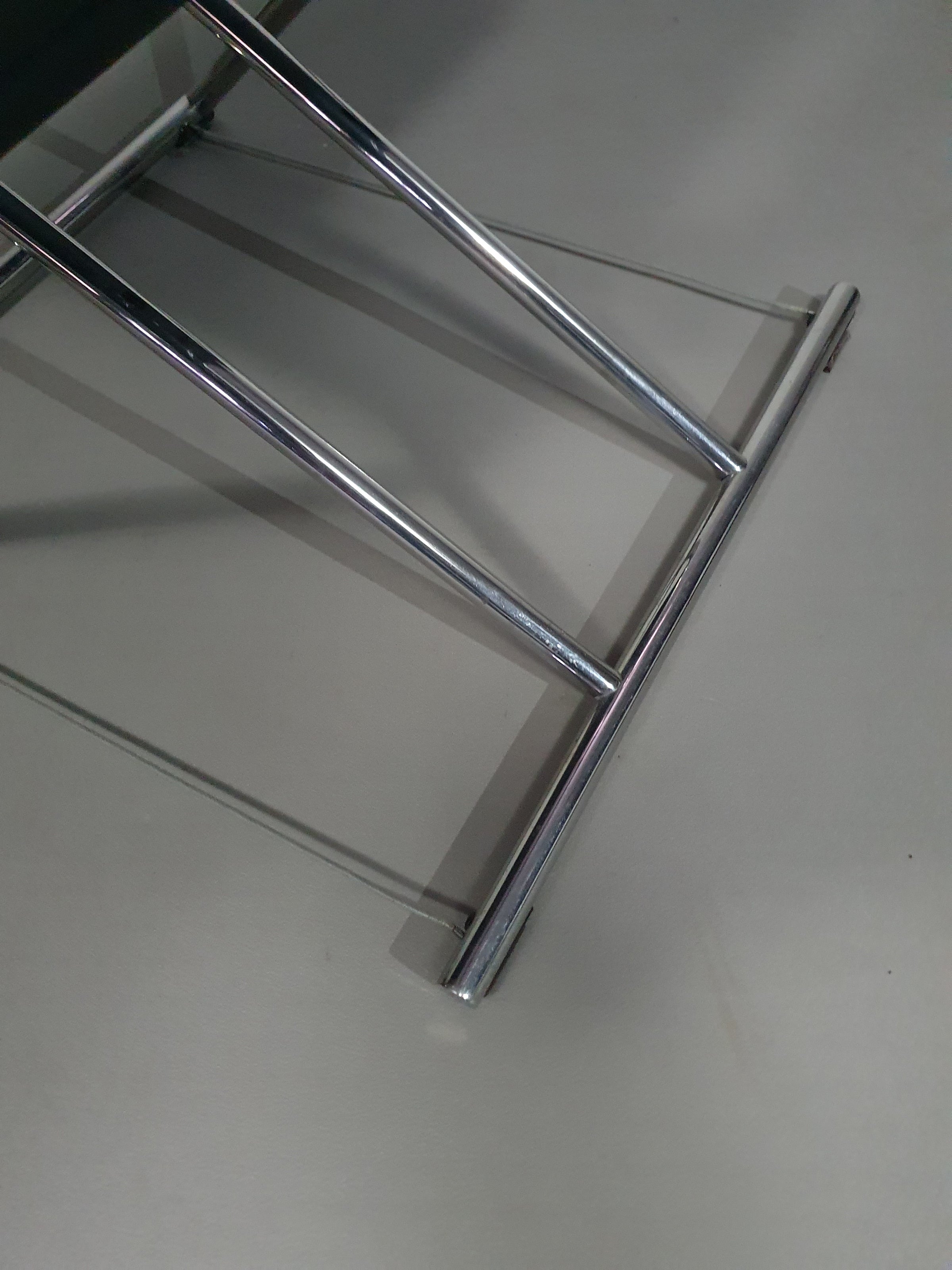 2 x 1986 Mark Singer EUROKA Leather/Chrome Campaign Folding Chair Glider MOMA Modern