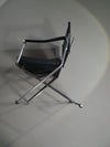 2 x 1986 Mark Singer EUROKA Leather/Chrome Campaign Folding Chair Glider MOMA Modern