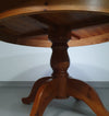 70s Pine wood dining table / wood column leg table in 4-leg design with round top 
Width 125 cm
Height 75 cm