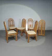 Blond oak Postmodern dining chairs 1980S