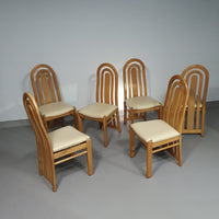 Blond oak Postmodern dining chairs 1980S