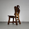 4 x Brutalist oak dining chairs / 60's