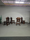 4 x Brutalist oak dining chairs / 60's