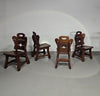 4 x Brutalist oak dining chairs / 60's