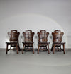 4 x Brutalist oak dining chairs / 60's