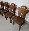 4 x Brutalist oak dining chairs / 60's