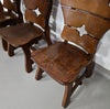 4 x Brutalist oak dining chairs / 60's