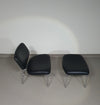 Rare Zanotta Clea set / lounge chair / hocker / black leather / 90s / marked