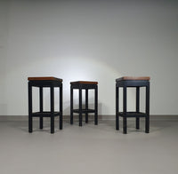 3 x Oak construction stools 1960s