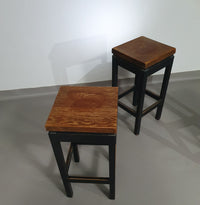 3 x Oak construction stools 1960s