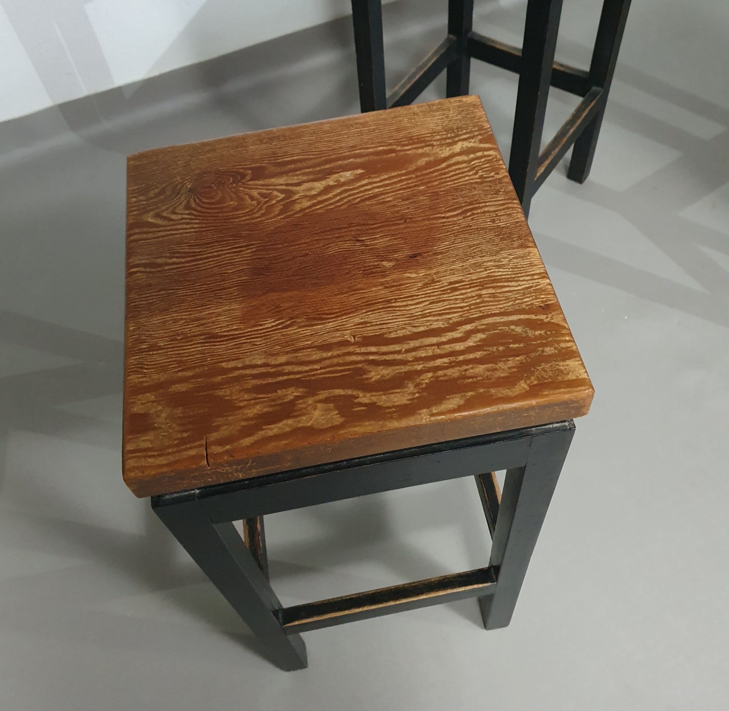 3 x Oak construction stools 1960s