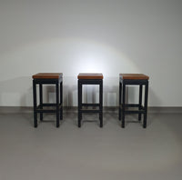 3 x Oak construction stools 1960s