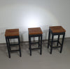 3 x Oak construction stools 1960s