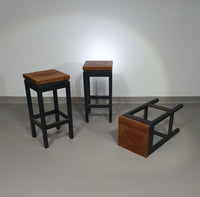 3 x Oak construction stools 1960s