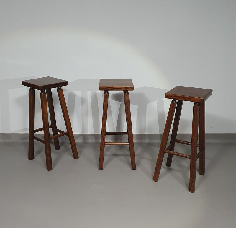 3 x oak classic stools 1960s