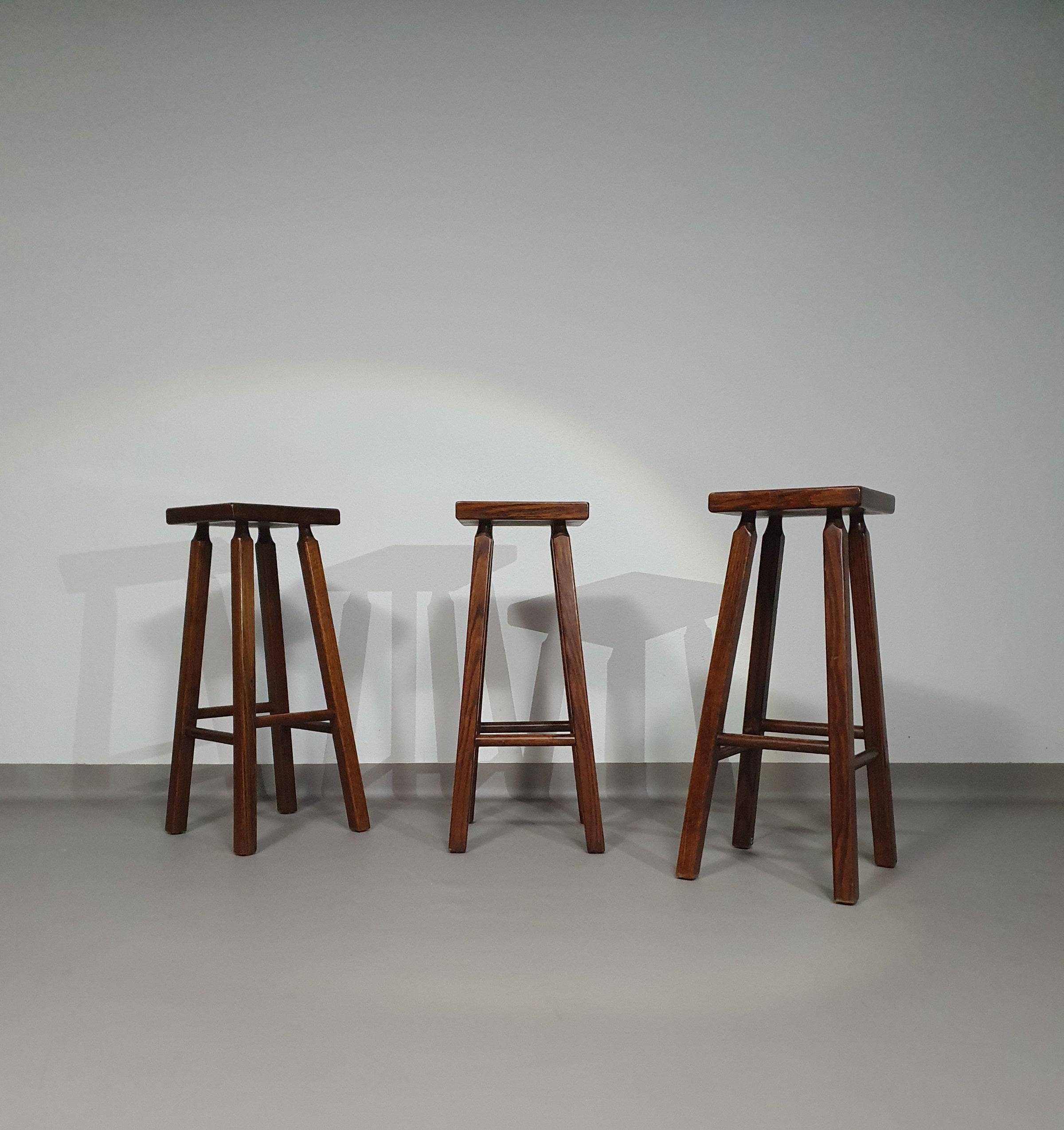 3 x oak classic stools 1960s