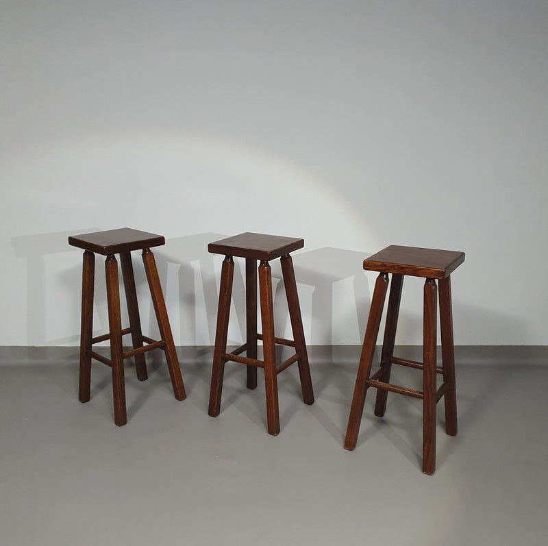 3 x oak classic stools 1960s