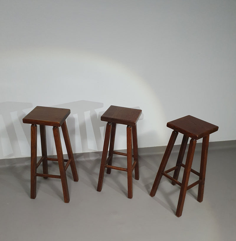 3 x oak classic stools 1960s