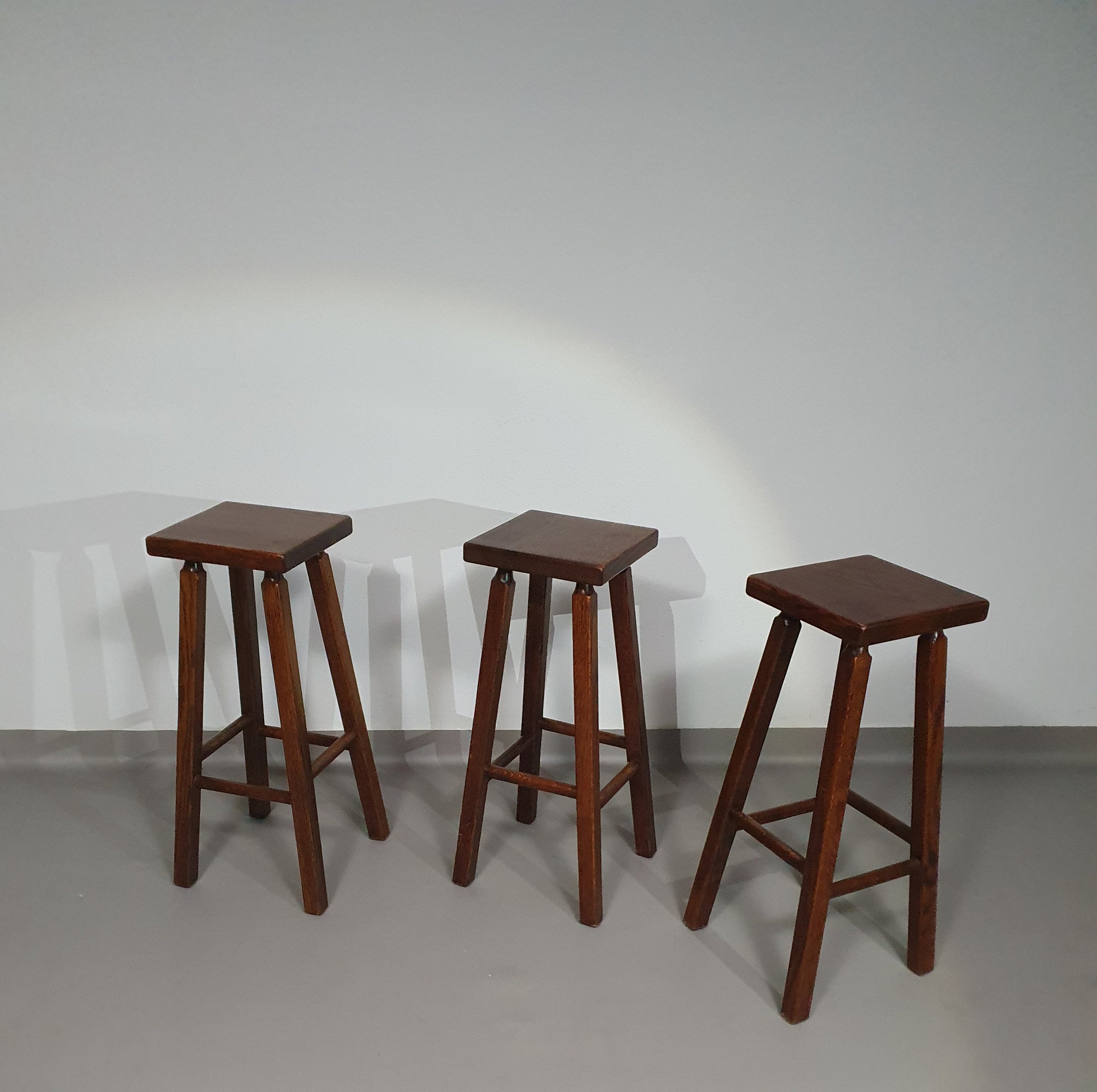 3 x oak classic stools 1960s